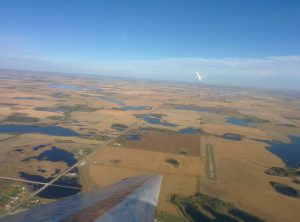 Fernando (in a Super Blanik L-23) and I (in a Schweizer 1-26, you can see my wing) soaring together 2500ft above Cudworth, SK.